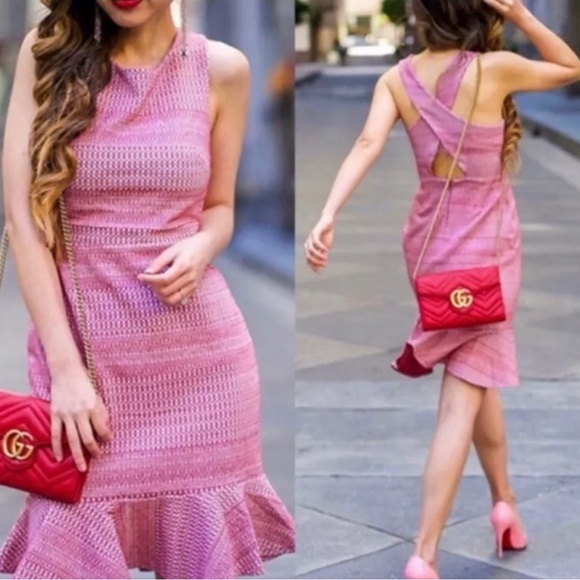NWT Banana Republic Cross Back Mid Length Dress 8 Tall Pink - Picture 1 of 8